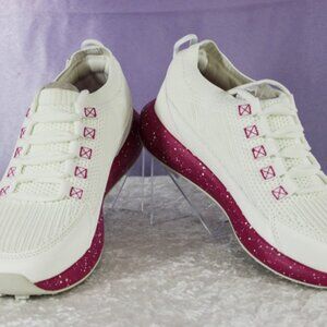 Stroll Sport Knit Sneakers – White & Pink Speckle, Size 7.5